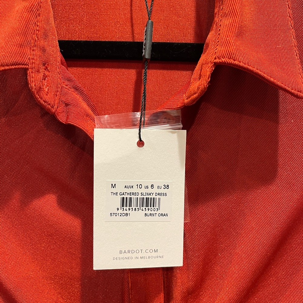 BNWT Bardot The Bunched Long Sleeve Burnt Orange Dress - Picture 5 of 6